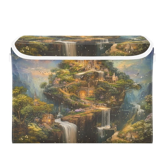 Storage Box With Lid 16.5x12.6x11.8In Foldable Stacked Household Storage Box Magic Castle