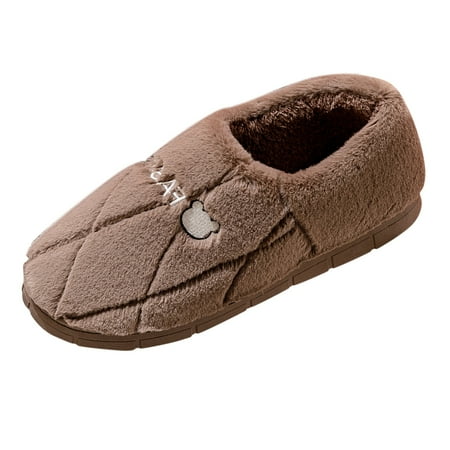 

NECHOLOGY Mens Hard Sole Slippers Size 9 Winter Couples Men Warm Home Baotou Plush Men Slippers Size 14 Wide Memory Foam Shoes Coffee 10.5