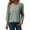 Green, variant on Women's V Neck 3/4 Length Sleeve Womens Tops, Solid Color Top with Contrast Cuff and Button Placket, Smart Casual Blouse for Weekend Outings or Daily Commute, White - L