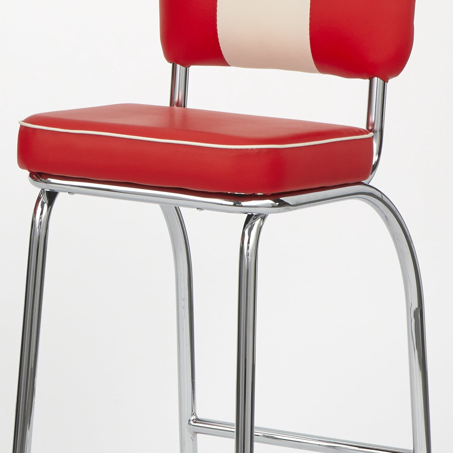 TMS 30" City Street Retro Stool (Set of 2), Red and Chrome