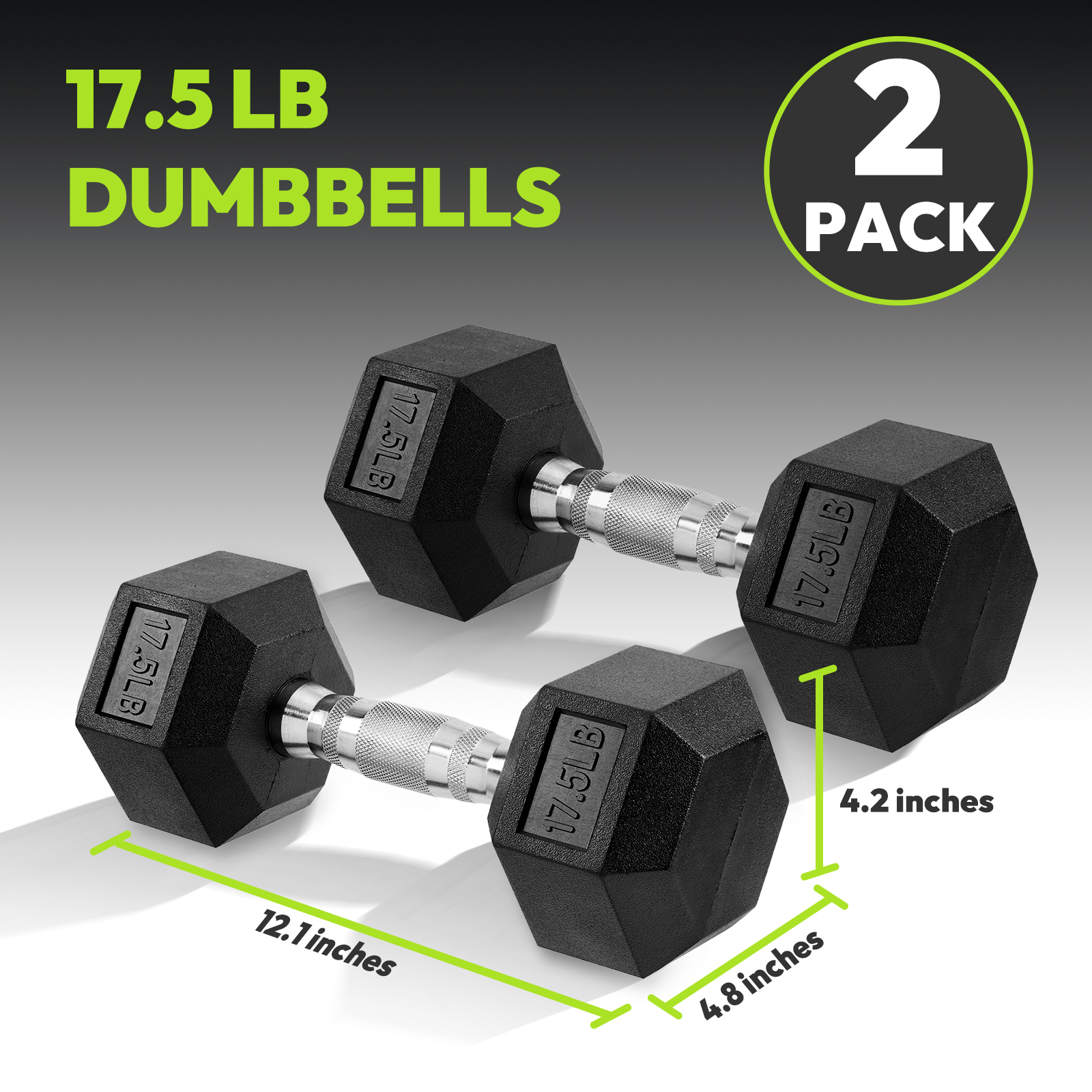 Handbode Hex Dumbbell Rubber Encased 17.5 Lb Pair photo 6