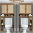 thumbnail image 5 of Over The Toilet Storage Cabinet, Bathroom Storage Organizer, Toilet Rack with Inner Adjustable Shelf,Two Doors-Yellow oak grain, 5 of 7