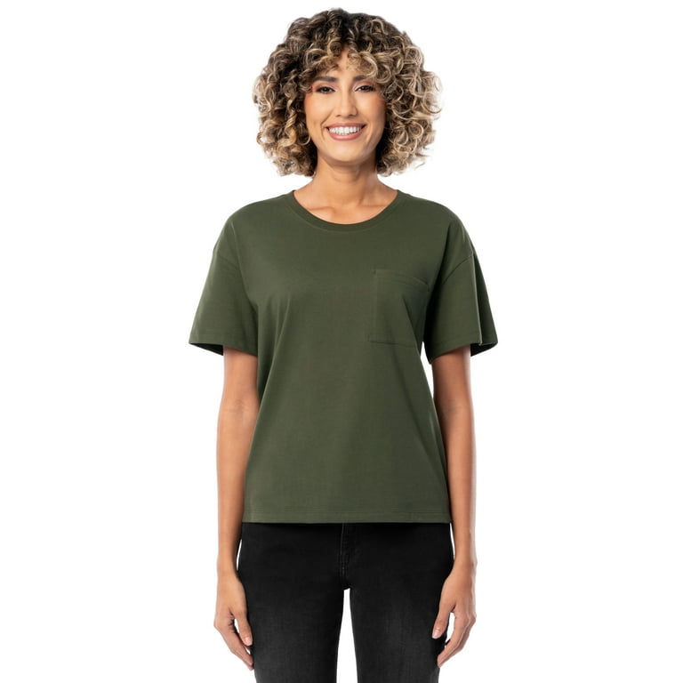 Time and Tru Women s Short Sleeve Boyfriend Pocket T Shirt 2 Pack Sizes S XXXL Walmart