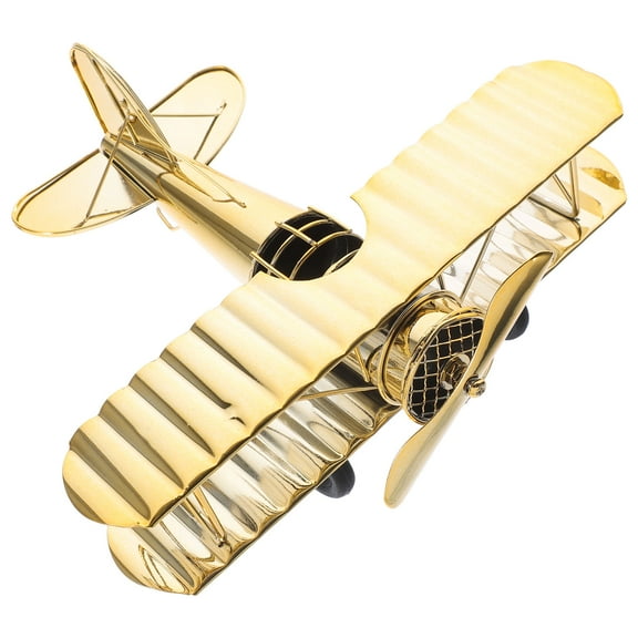 PAMINGONO Retro Airplane Model Golden Metal Craft for Home Bar Party Decoration