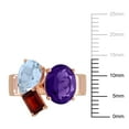 thumbnail image 2 of Everly Women's 4 3/4ct TGW African-Amethyst Sky Blue Topaz and Garnet Rose Silver 3-Stone Open Ring, 2 of 9