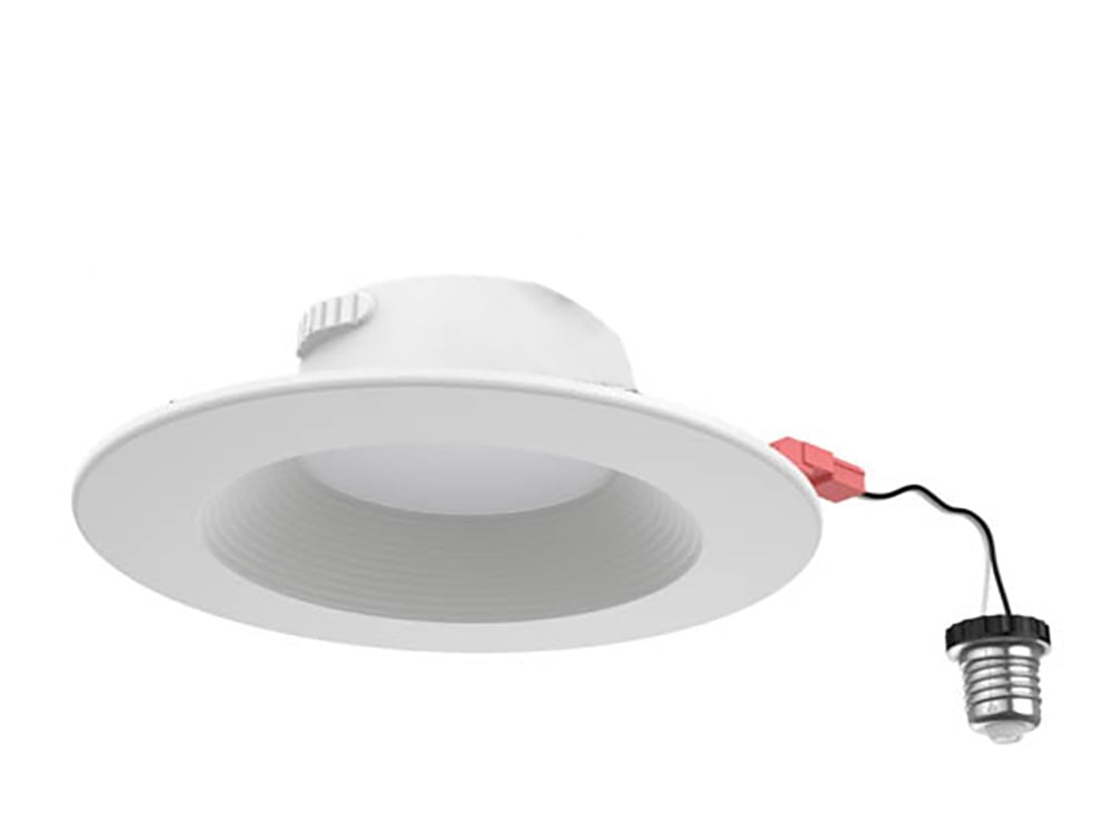 Globe Electric 4-Inch Recessed Lighting Kit – Swivel Round Trim, Push-N-Click Clips, Dimmable, IC Rated, White (90679)