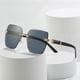thumbnail image 2 of Gafas de sol rectangulares retro para hombre y mujer, de moda, vintage, sin montura, con lentes tintadas., 2 of 3