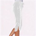thumbnail image 4 of FRSASU Womens Capri Pants Knee Length Velvet Capris Spring Summer Straight Leg Loose Beach Shorts with Pockets White, 4 of 7