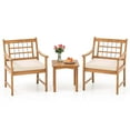 thumbnail image 2 of Costway 3 Pieces Acacia Wood Patio Bistro Set Outdoor Conversation Set with Cushions Off White, 2 of 10