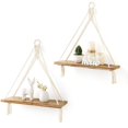 thumbnail image 1 of Estantes colgantes Mkono Macramé Boho para decoración de pared, juego de 2 unidades de madera, 1 of 7