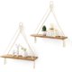 thumbnail image 1 of Estantes colgantes Mkono Macramé Boho para decoración de pared, juego de 2 unidades de madera, 1 of 7