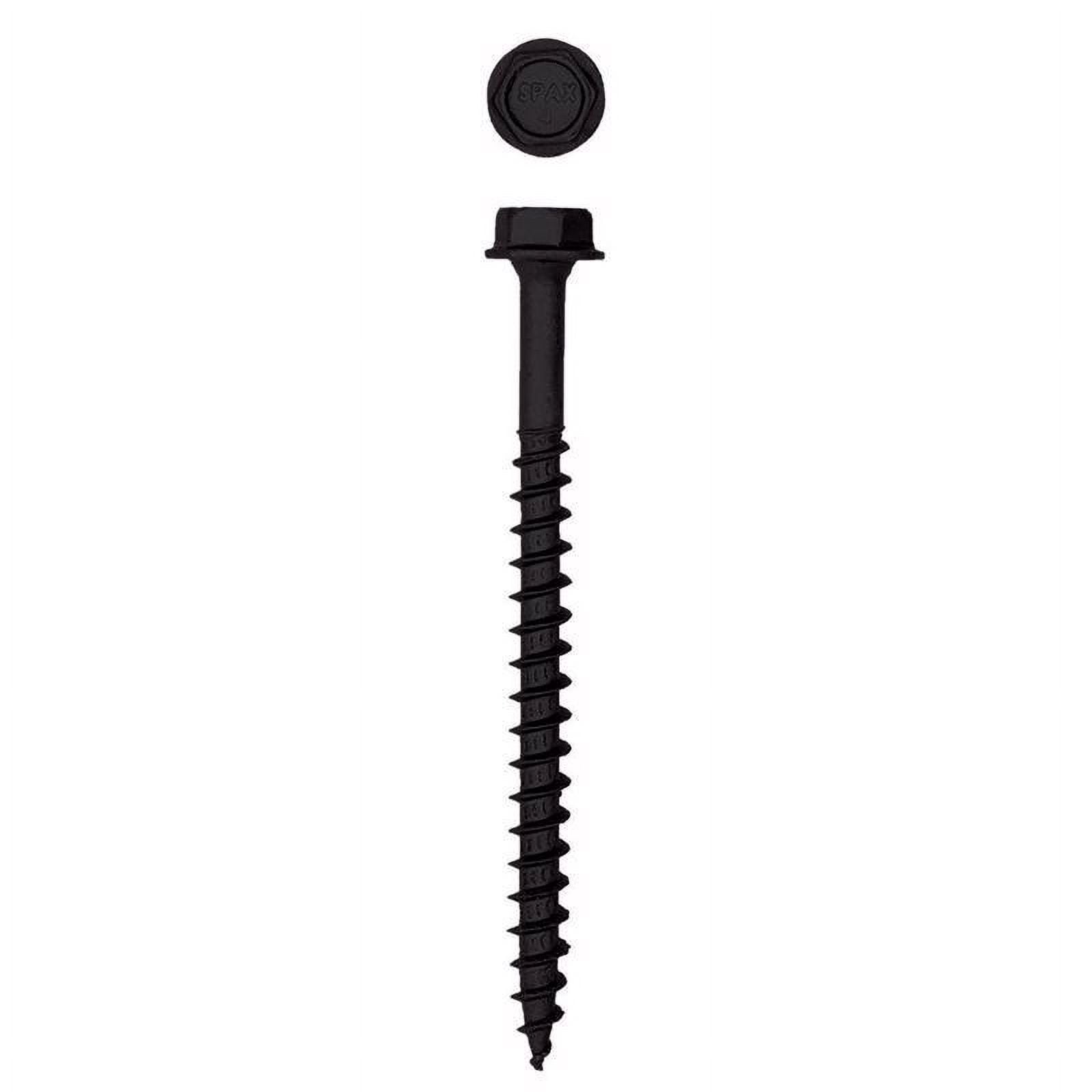 Spax 5042113 Power Lags 0.312 x 4 in. Washer High Corrosion Resistant Carbon Steel Lag Screw, Black - Pack of 12