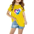 thumbnail image 2 of AJTQTH Tie-Dye Tees for Kids Girls Boys Summer Comfy Cotton Clothes Cute Colorful Love Pattern Tshirts Short Sleeve Tops Round Neck Shirts Blouses Yellow 5 Years, 2 of 5