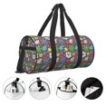 thumbnail image 5 of Xecao Daisies Flowers print Round Travel Duffel Bag is a foldable gym bag with an inner pocket, perfect for travel sports, 5 of 8