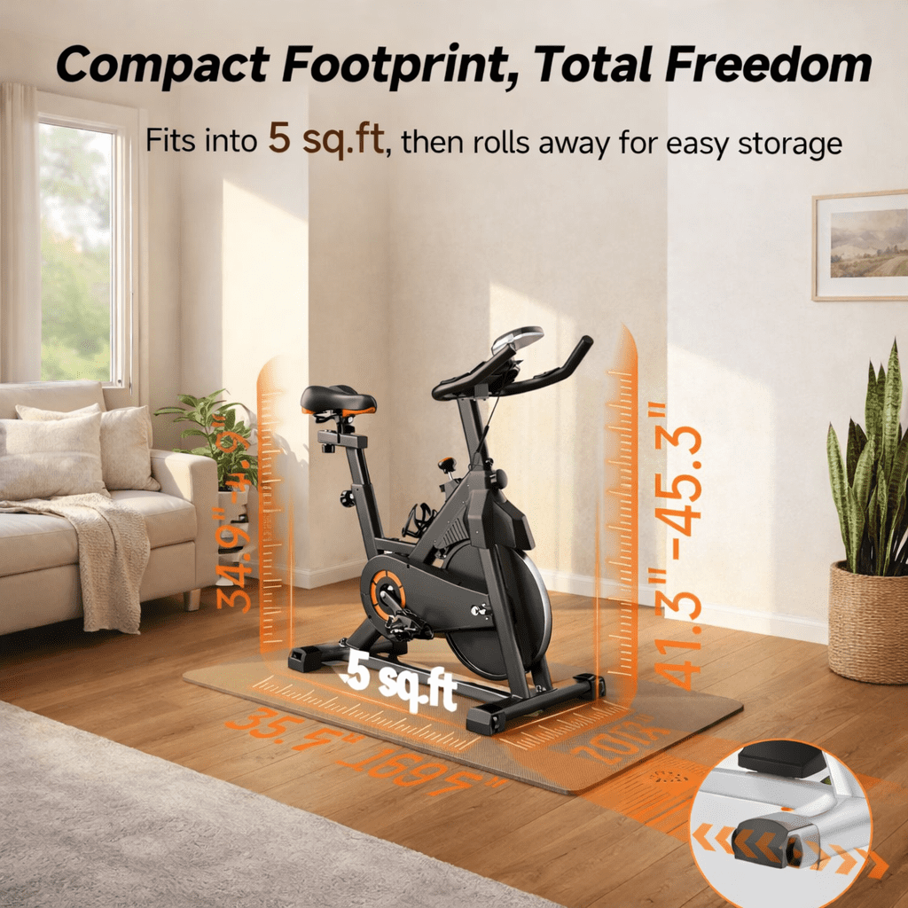 USLIM Magnetic Exercise Bike for Home, Quiet Stationary Bike with Silent Belt Drive, Comfort Seat, Tablet and Water Bottle Holder, 330 lb Capacity