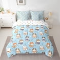 thumbnail image 2 of Cartoon Cat Bedding Comforter Sets 7 Pieces Cute Kitten Bed in a Bag Twin, Blue Bedding Set 7-Piece, Bedroom Decor, 2 of 4