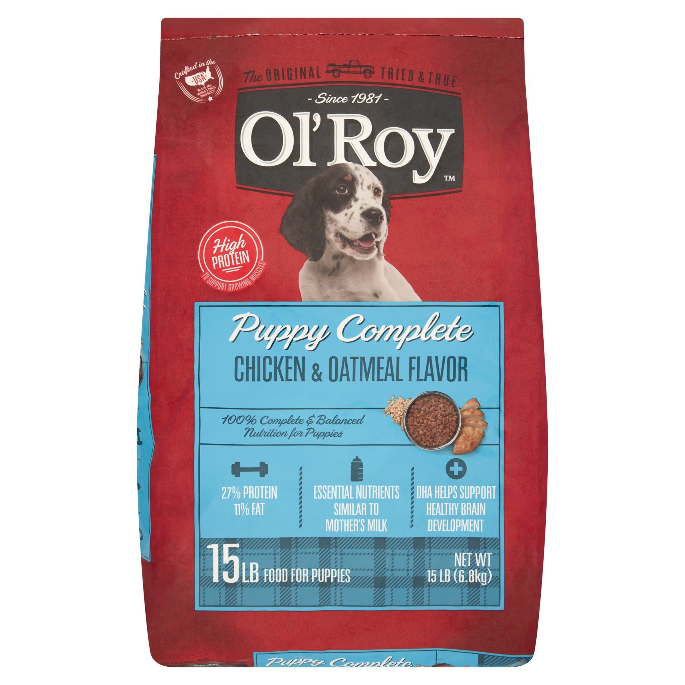 (3 pack) Ol' Roy Puppy Complete Chicken Flavor Dry Food for Puppies, 15 lbs