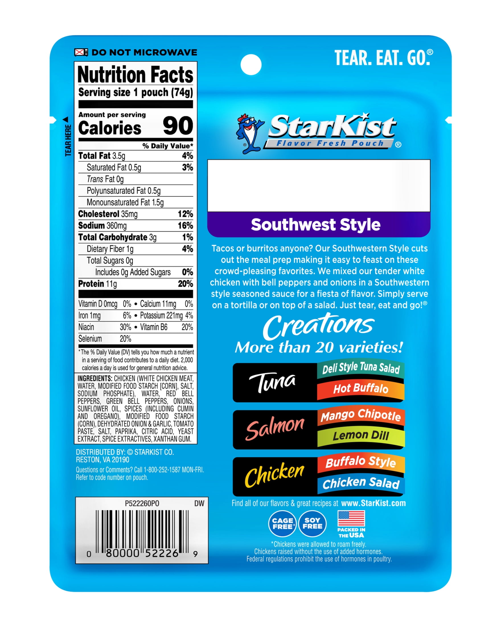 (4 pack) StarKist Chicken Creations, Southwest Style, 2.6 oz Pouch