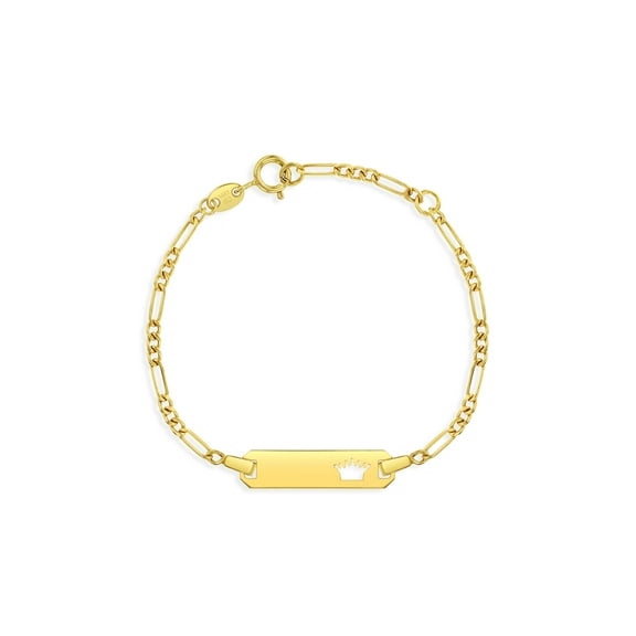 14k Gold 4.5"-5.5" Crown Cut Out ID Bracelet Baby / Toddler / Kids Bracelet