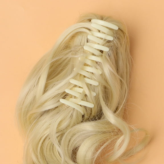 WHAMVOX 1pc Fluffy Short Messy Curls Claw Clip Ponytail Extensions Synthetic Ponytail Hairpiece (613#)