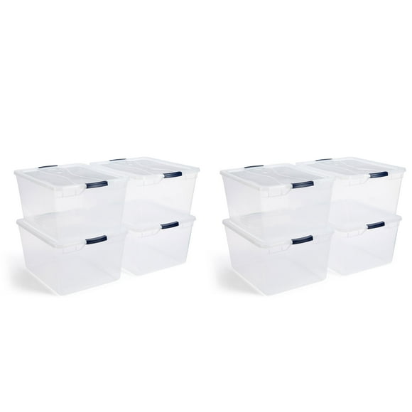 Rubbermaid Cleverstore 74 Qt Latching Plastic Storage Container (8 Pack)