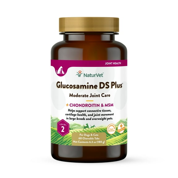 NaturVet Dog Glucosamine DS Plus Moderate Joint Care Chondroitin & MSM, Time Release Tab, 60 Count