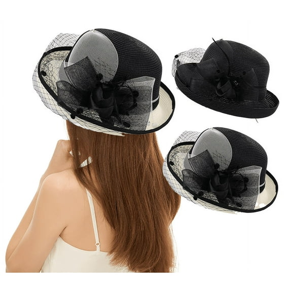 Yoyauz Large Brim Hats, Organza Hats, Summer Beach Hats, Tea Party Weddings, Glamorous Church Hats