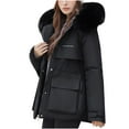 thumbnail image 2 of Gamivast Fleece Lined Coats for Women Oversized Zip up Button Down Faux Fur Hooded Jackets Winter Fuzzy Long Sleeve Outerwear with Pockets Warm Drawstring Waist Jacket, 2 of 5