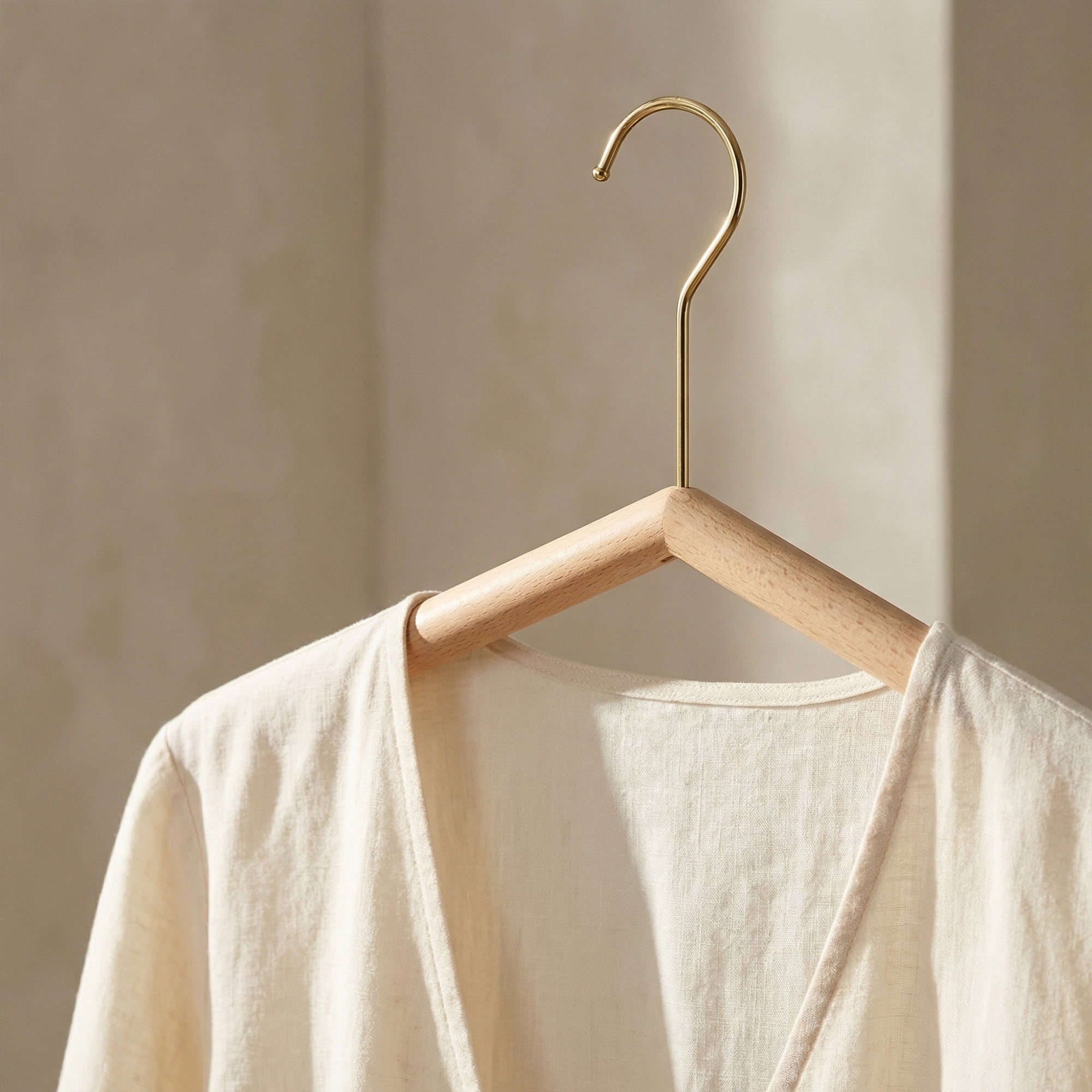 Unique Bargains 2Pcs Wood Space Saving Sleek Hangers Gold