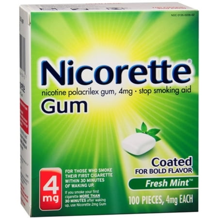 Nicorette Gum 4 mg Fresh Mint 100 Each (Pack of 6)