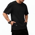 thumbnail image 7 of Qzwdhjm Men's Short Sleeve Tops Crew Neck Casual Shirts Tee Side Slit Hem Loose Fit Tees Summer Streetwear T-Shirt with Pockets, 7 of 7