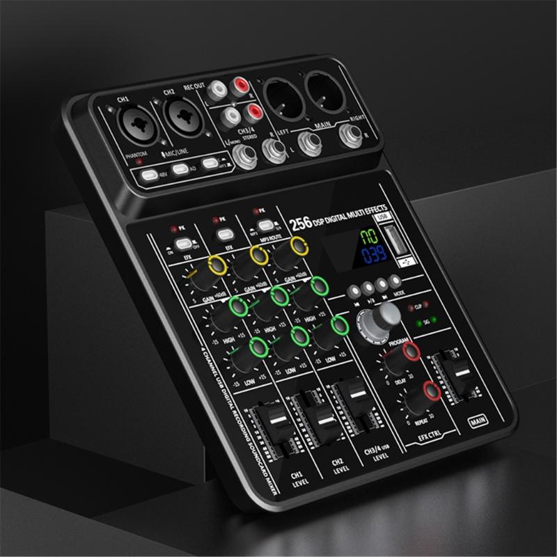 lanema Metal Body Mixing Board Audios Mixer 4Input Channel Support Instrument Mics For Stage Event And Homes Studios Use