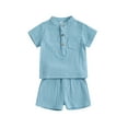 thumbnail image 2 of Musuos Boys Summer 2PCS Shorts Sets 6M 12M 18M 24M 3Y 4Y Short Sleeve Button Up Tops and Solid Color Shorts Sets, 2 of 10