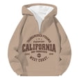 thumbnail image 3 of MHFRRA Sudadera con Capucha y Cremallera de Un Cuarto con Estampado de Letras, Cómoda y Casual, Interior Suave para Uso Diario Caqui, 3 of 3