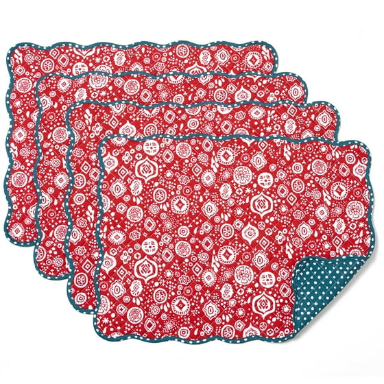 Bandana Reversible Quilted Placemat, 4pk