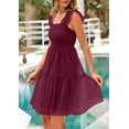 thumbnail image 3 of Vestido PRETTYGARDEN Mujer 2025 Mini Verano Rojo Vino Tul, 3 of 8