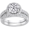 Pure Perfection Certified Bridal Ring with Brilliant Halo Center Stone Made with Swarovski Zirconia
