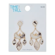Time and Tru Women's Printed Teardrop Chandelier Earrings