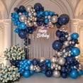 thumbnail image 6 of Blue and Silver Balloons, 12 Inch Navy Blue Balloons, Pearl Blue Metallic Silver Confetti Balloon Latex for Boys Birthday Baby Shower Gender Reveal Bachelor Party Graduation Decorations, 6 of 16