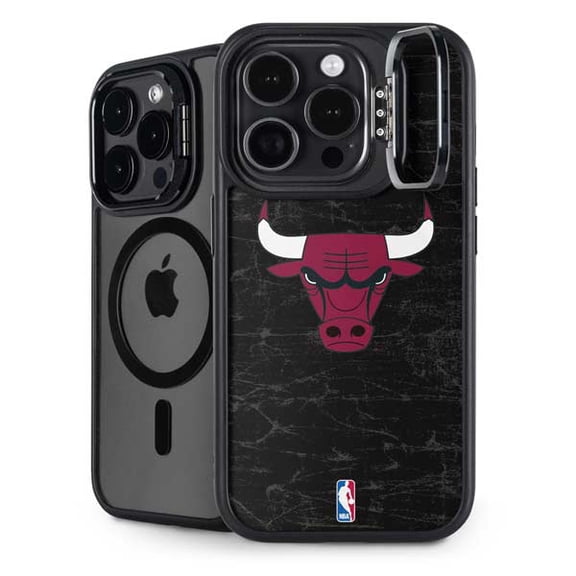 Skinit NBA Chicago Bulls Black Distressed iPhone 16 Pro Max Kickstand Case