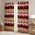 thumbnail image 2 of Feelyou Hippie Tribal Aztec Blackout Curtains Set of 2 (52x84 Each), Brown Red Triangle Window Curtains, Woodland Bear Animal Curtains and Drapes, Blackout Curtains Room Decor, 2 of 6