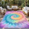 thumbnail image 3 of Outdoor Rug 5x8 ft Abstract Ethnic Waterproof Outdoor Patio Rug Mat Non Slip Outside Area Rugs Carpet for RV,Camping,Porch,Deck,Pool,Balconybackyard,Tie Dye Rainbow Colorful, 3 of 9