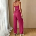 thumbnail image 4 of ClodeEU Women's Spaghetti Strap Jumpsuit, Loose Wide Leg Romper with Pockets for Summer and Vacation Hot Pink,Women's Plus L, 4 of 6