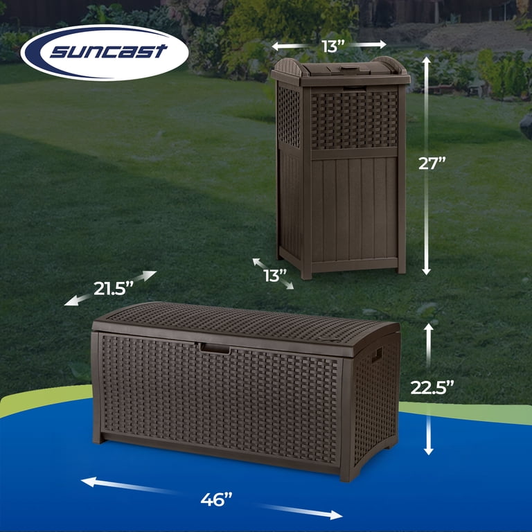 2-Pack Outdoor Trash Cans With Lid – 33 Gallon, Rattan Design, Waterproof & UV Resistant