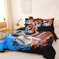 thumbnail image 3 of Manfei Boys Rugby Queen Bedding, Soccer Football Sports Bedding Comforter Set Queen, Black Orange Brightblue, Black Reversible 7pcs, 3 of 6