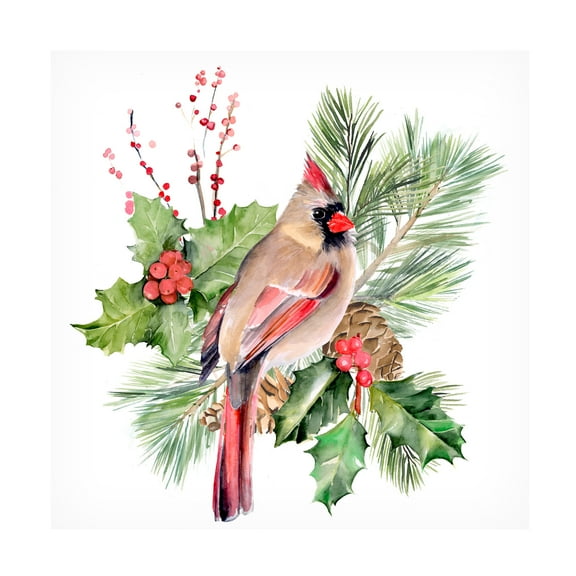 Jennifer Paxton Parker 'Cardinal Holly Christmas II' Canvas Art
