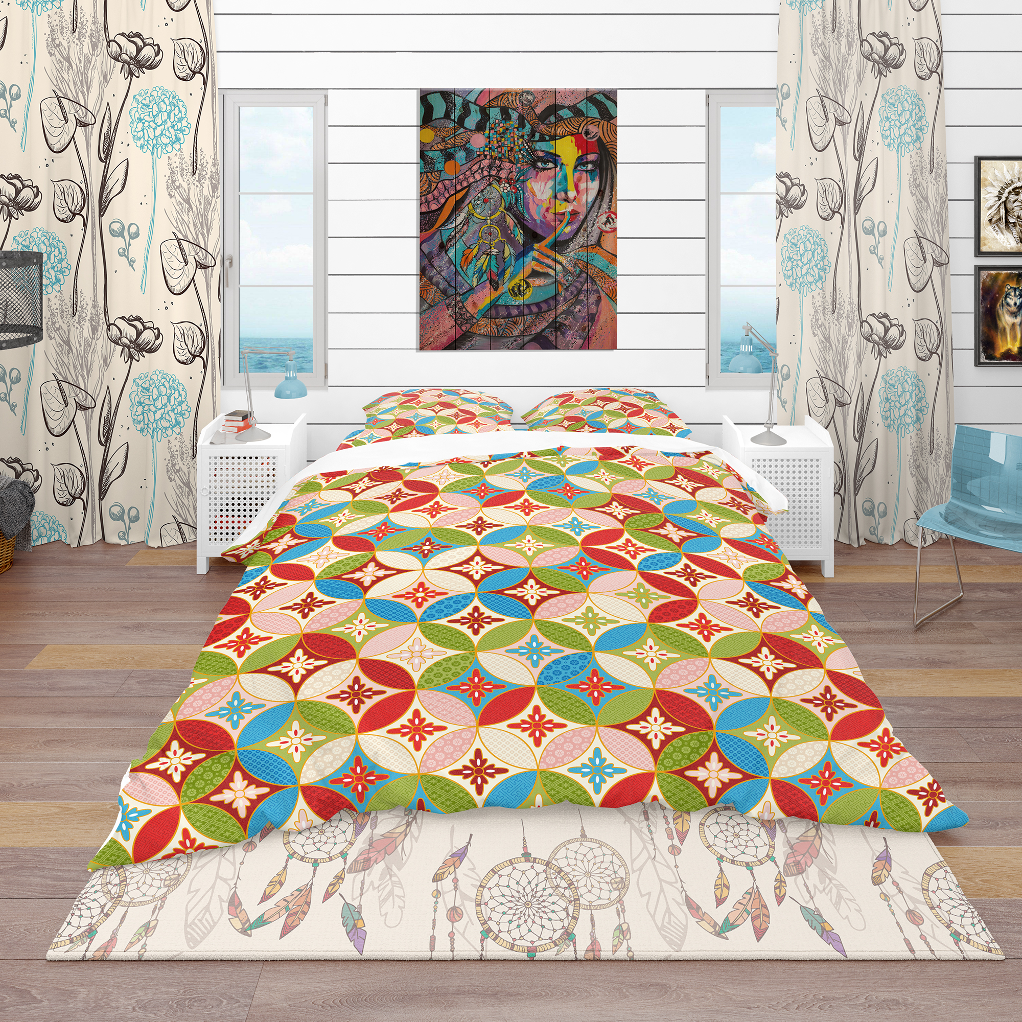 Designart 'Circles Japanese Texture' Bohemian & Eclectic Duvet Cover Set