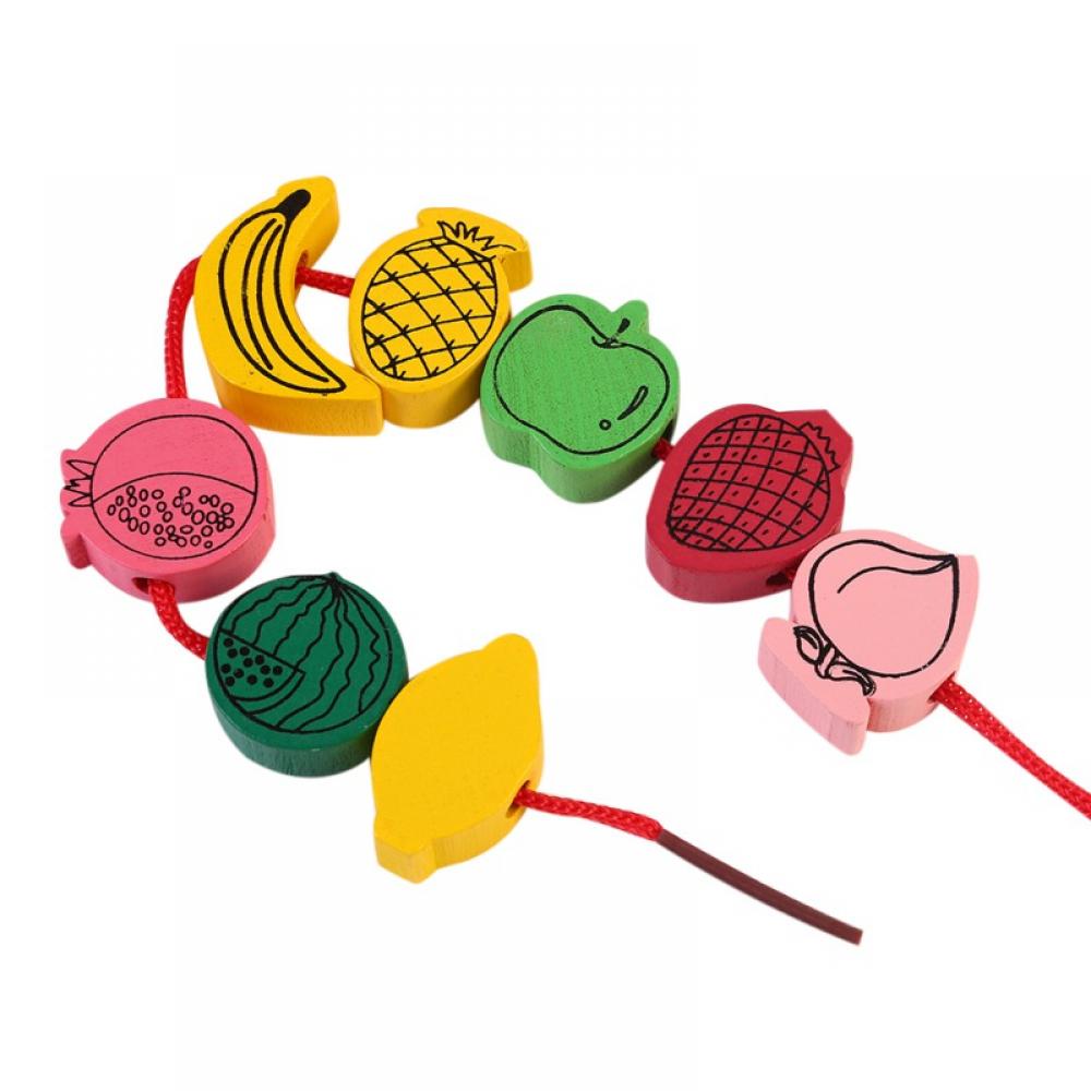 Educational Wooden Lacing Beads Toys for Toddler 2 3 4 5 Year Old, Farm