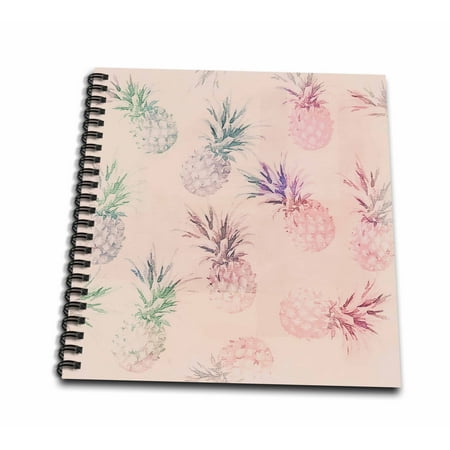 3dRose Lovely exotic pineapple pattern watercolor style soft retro pastels - Mini Notepad, 4 by (Best Paper For Soft Pastels)