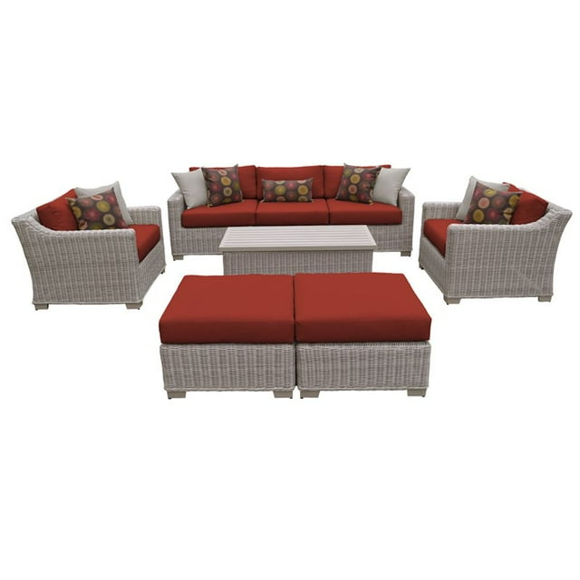 Coast 8 Piece Outdoor Wicker Patio Furniture Set in Terracotta